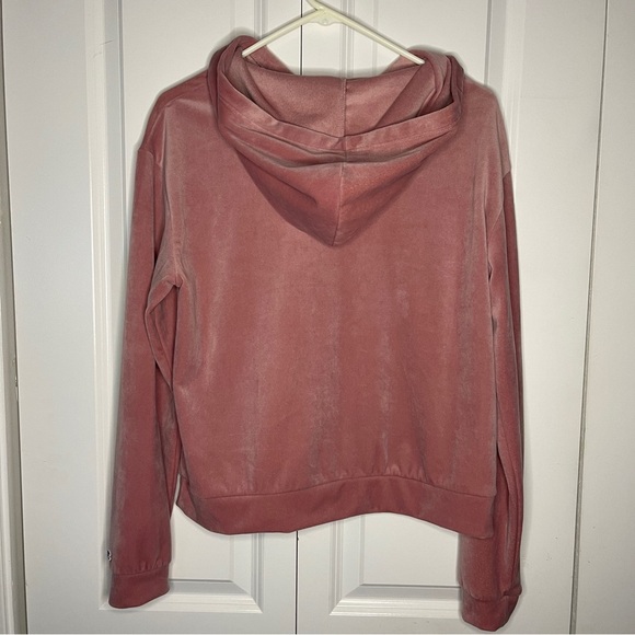 Champion Cropped Velour Hoodie Size Medium Dusty Rose Mauve Pink Women’s - Picture 5 of 7